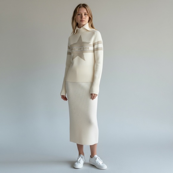 Dior Cream Sweater with Star Design - Picture 3 of 5